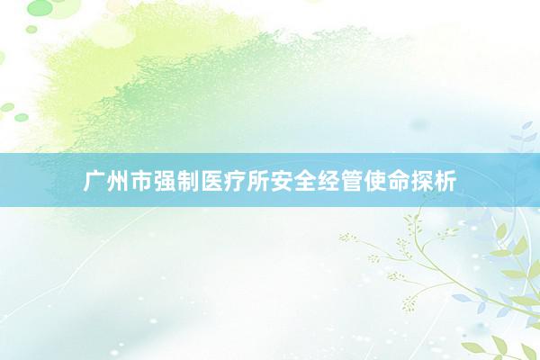 广州市强制医疗所安全经管使命探析